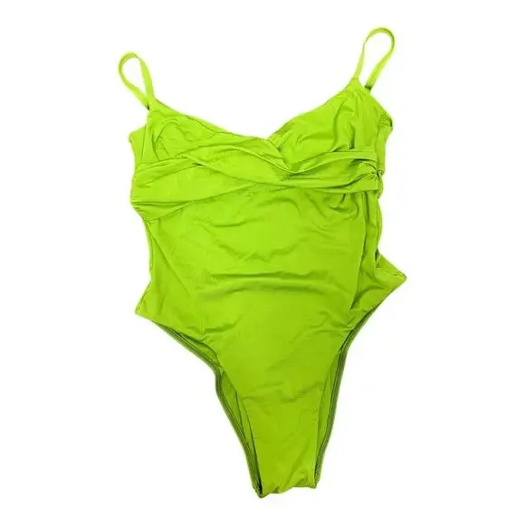 Monday Swimwear Bordeaux One Piece Swimsuit Medium Cypress Green Tie Back - Picture 3 of 10